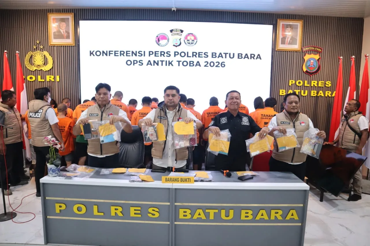 Polres Batu Bara Ungkap 29 Kasus Narkotika Selama Operasi Antik Toba 2026