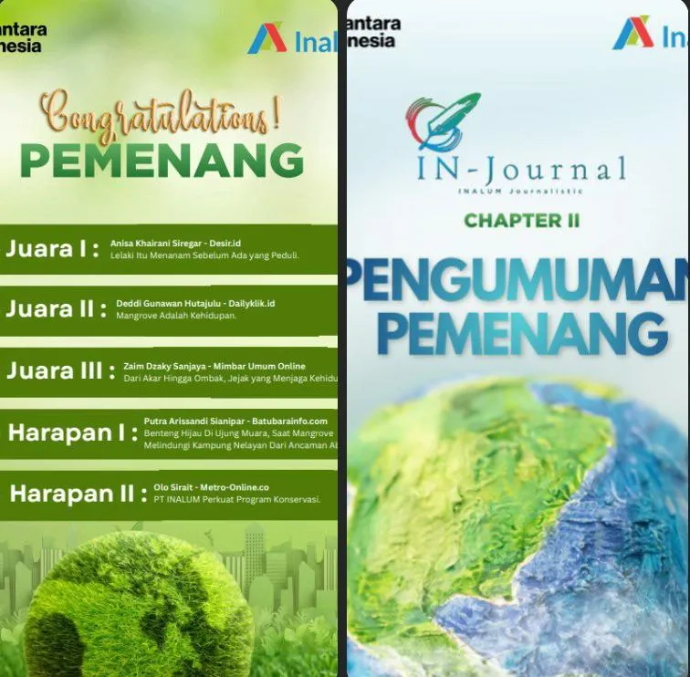INALUM Dorong Jurnalisme Lingkungan Melalui IN-Journal Chapter II ,Hadirkan 65 Karya. Ini Pemenangnya