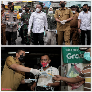 Edy Rahmayadi dan Bobby Bagi Masker dan Handsanitizer Di Pasar Petisah