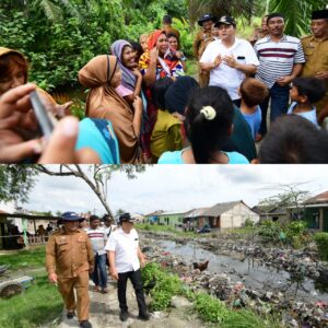 Bupati Zahir Tinjau Normalisasi Drainase Desa Nanasiam. Warga Tidak Buang Sampah Sembarangan