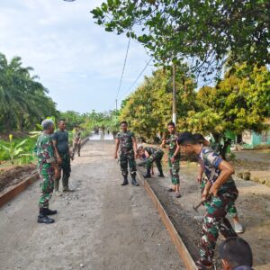 Satgas TMMD Kebut Perbaikan Jalan di Simpang Gambus Batu Bara.