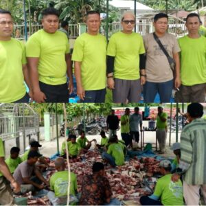 BKM dan Pemerintahan Desa Medang Baru Sembelih 11 Ekor Hewan Qurban.