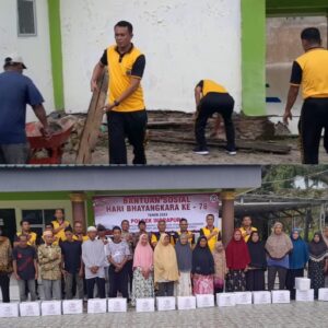 Polsek Indrapura Berbagi Bansos Kepada Warga Masyarakat Desa Kuala Indah.